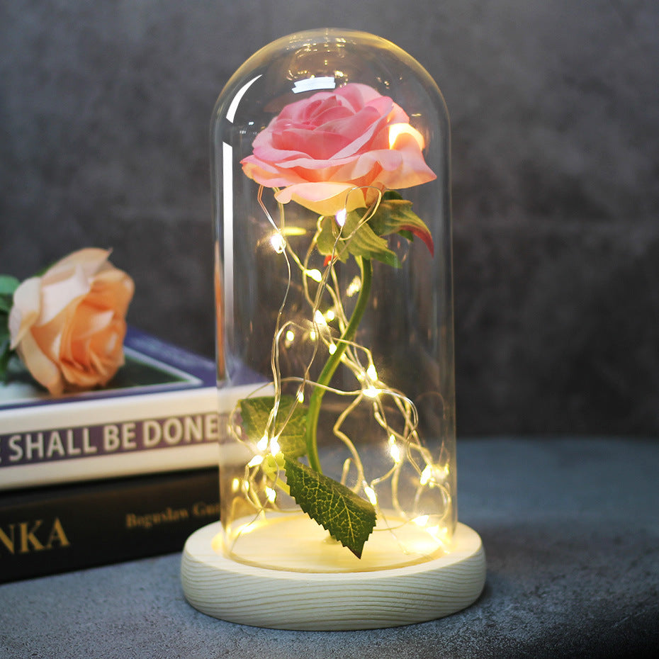 Enchanted Forever Rose Flower in Glass with LED Lights