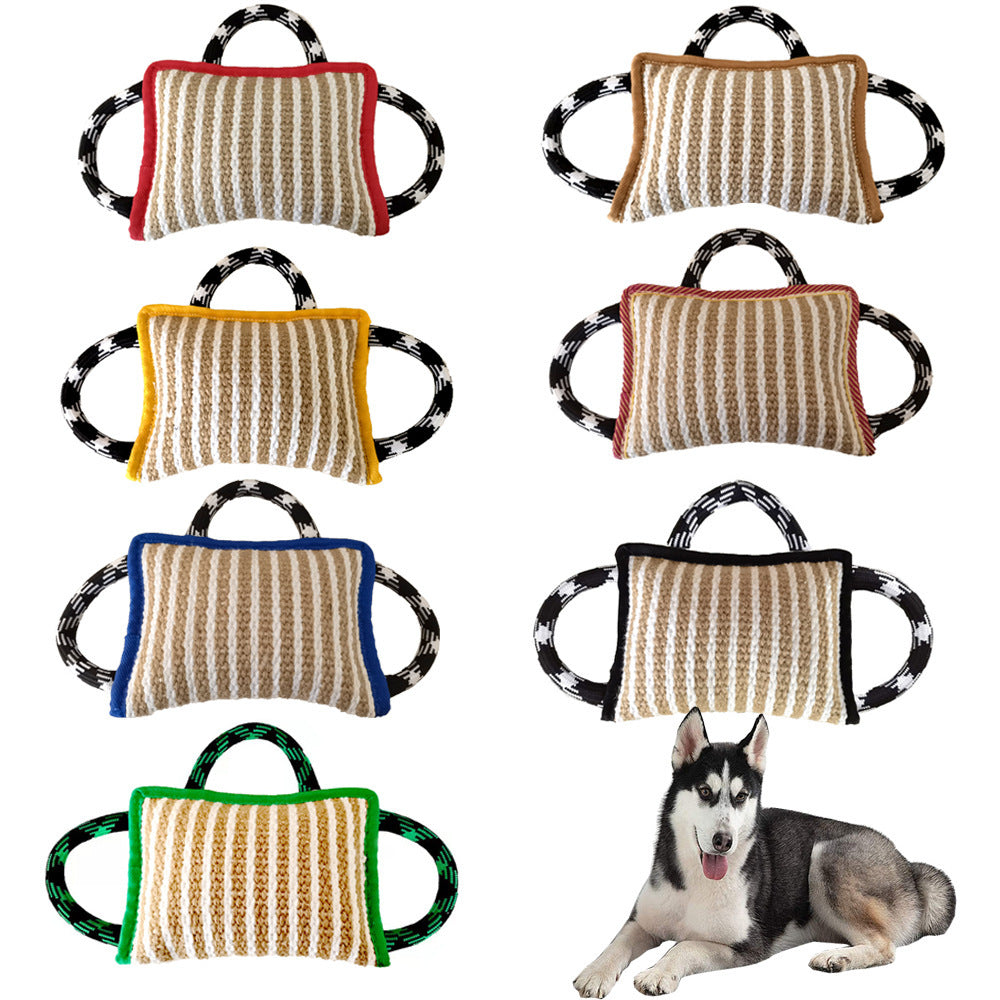 Dog Jute Bite Pillow With 3 Strong Handles