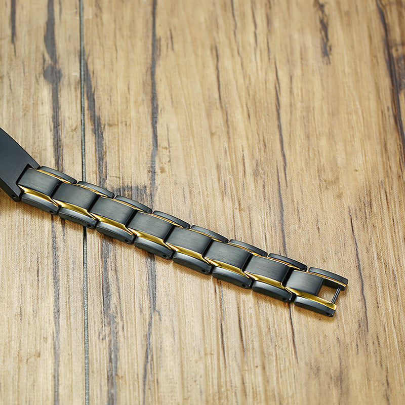 Custom Engraved Black Matte Chain Bracelet for Men