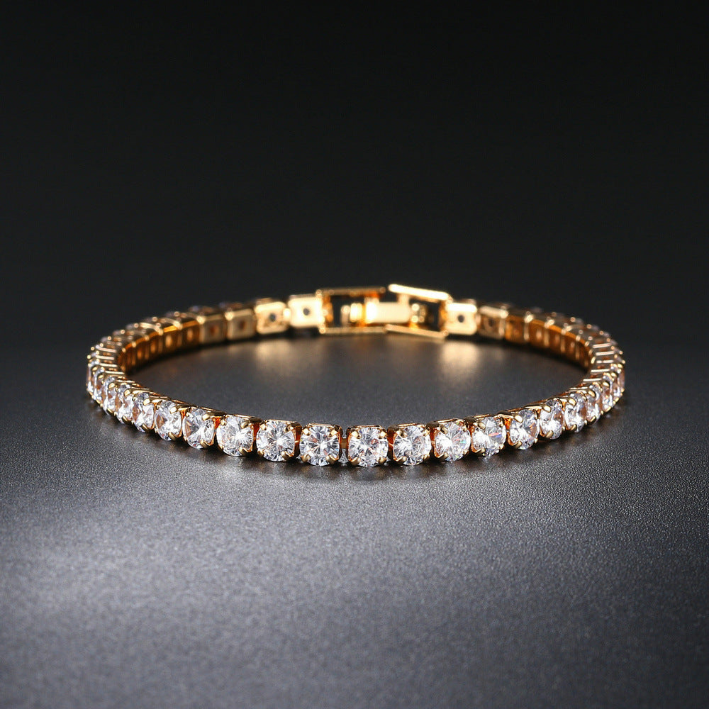 4mm Round Zircon Tennis Bracelet - Full Diamond Hip Hop Jewellery