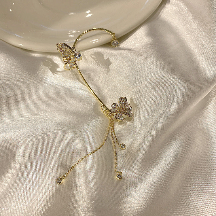 Butterfly Tassel Ear Clip Earrings
