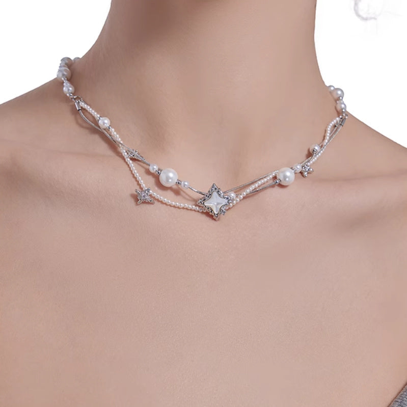 XINGX Light Luxury Woven Asterism Pearl Necklace