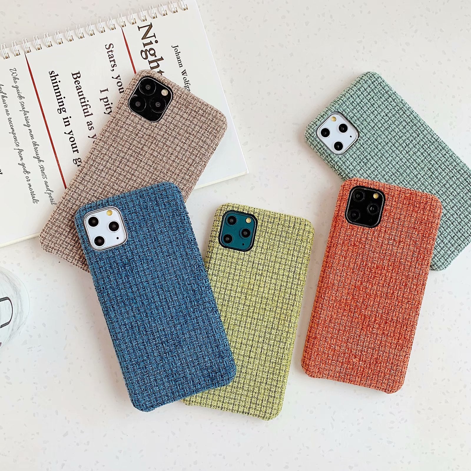 Autumn and winter solid color fabric phone case