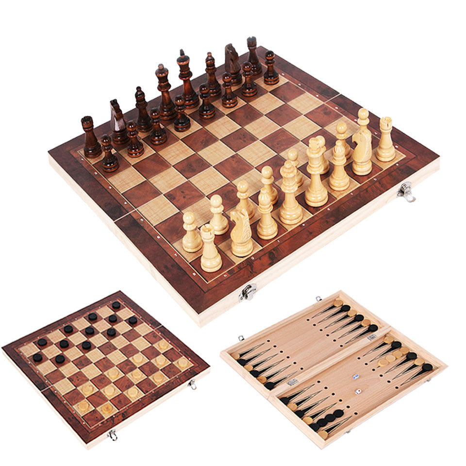 3-in-1 Travel Chess & Backgammon Set