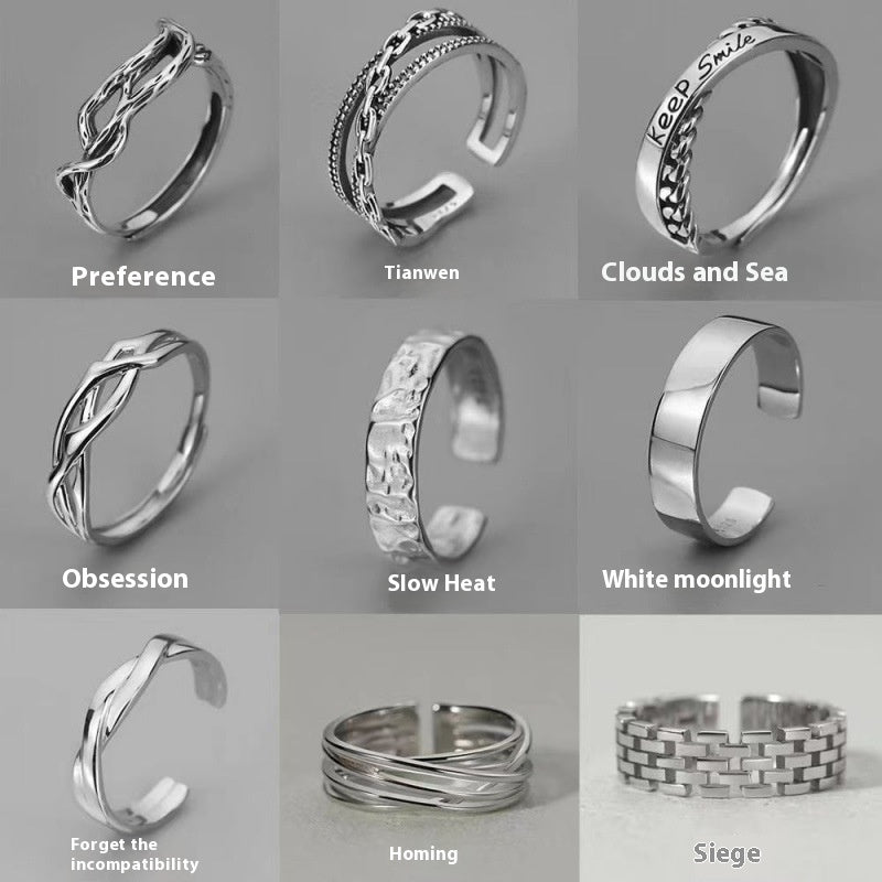 Hip Hop Men's Ring Retro Easy Matching Adjustable