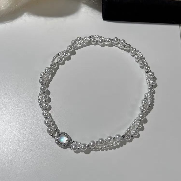 Micro-Inlaid Square Double-Layer Necklace