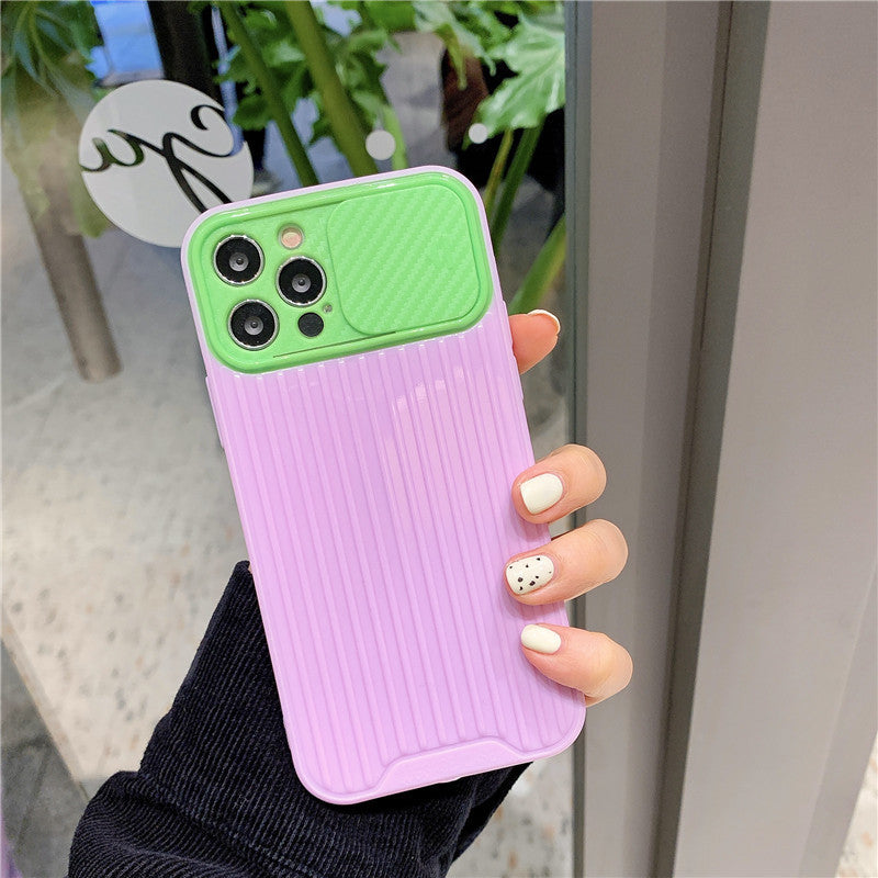 Push-pull Slide Cover Color Contrast Soft Shell Anti-drop Mobile Phone Case