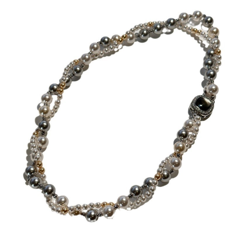 Micro-Inlaid Square Double-Layer Necklace