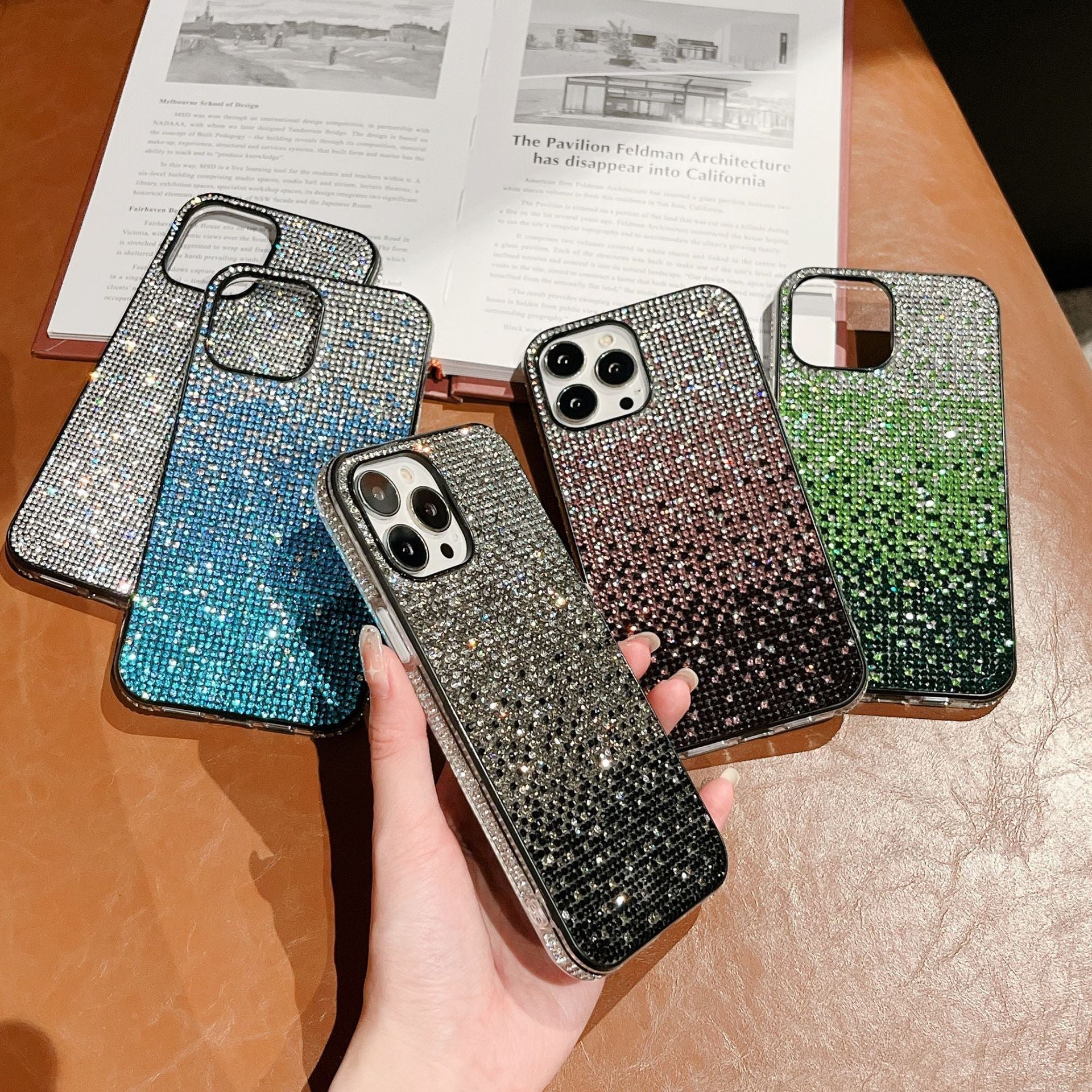Rainbow Leather Diamond Phone Case