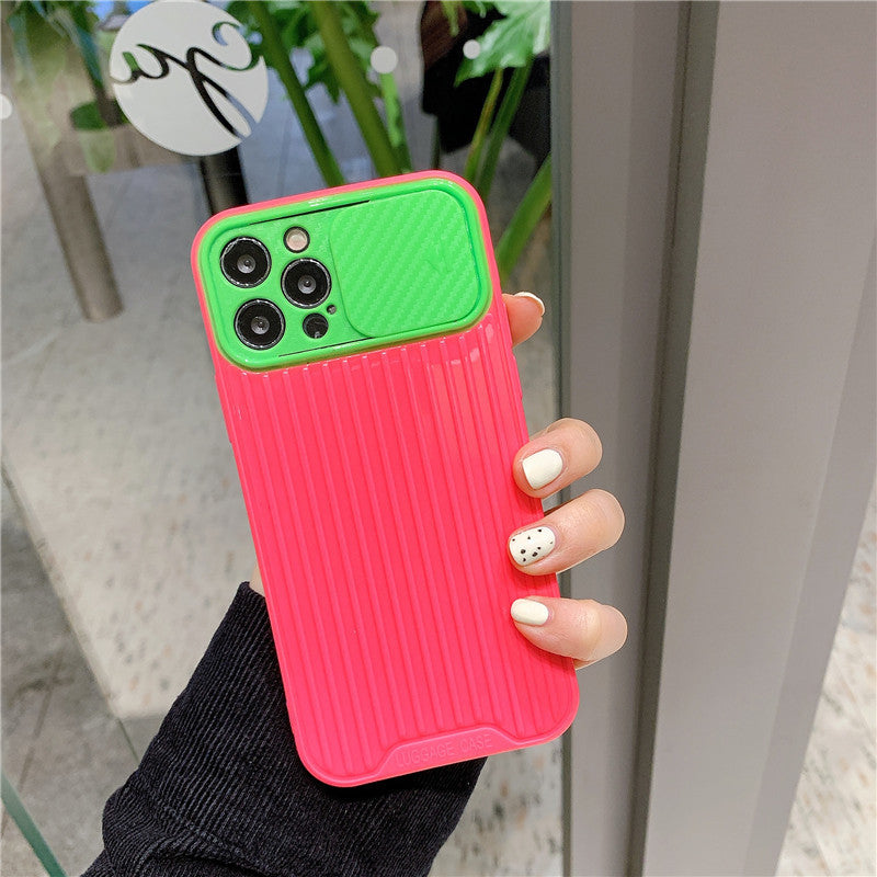 Push-pull Slide Cover Color Contrast Soft Shell Anti-drop Mobile Phone Case