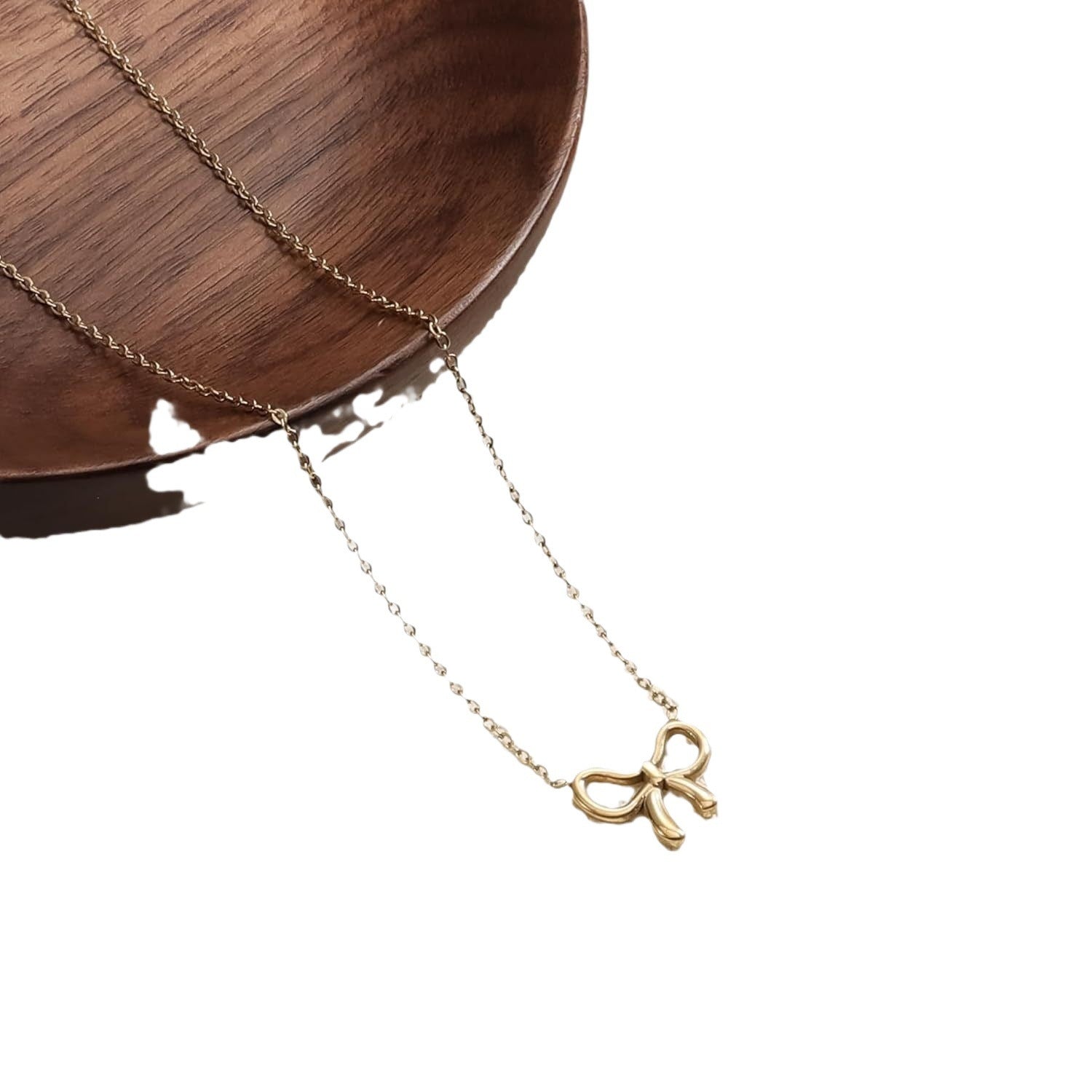 Double Layer Pearl Bow Pendant Necklace