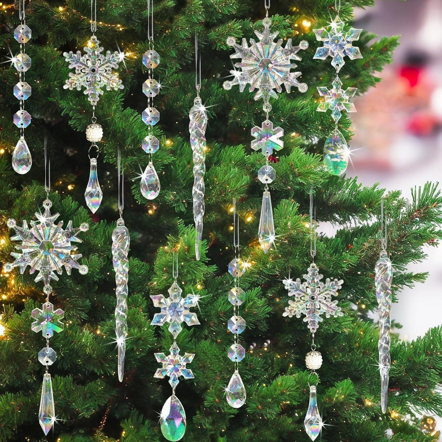 Christmas Tree Decorative Crystal Pendant 18-Piece