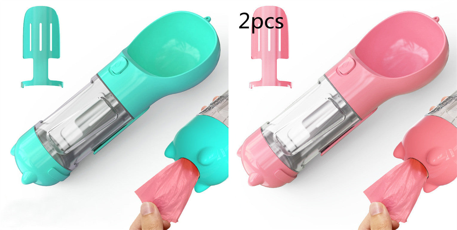 3-in-1 Pet Water Bottle – Dispenser, Bowl & Waste Bag Holder