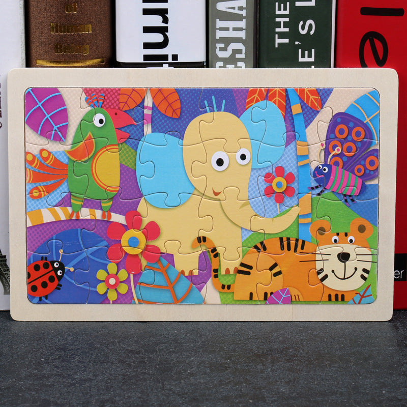 Educational Development Toy for Kids - 80PCS Wooden Animal Puzzle