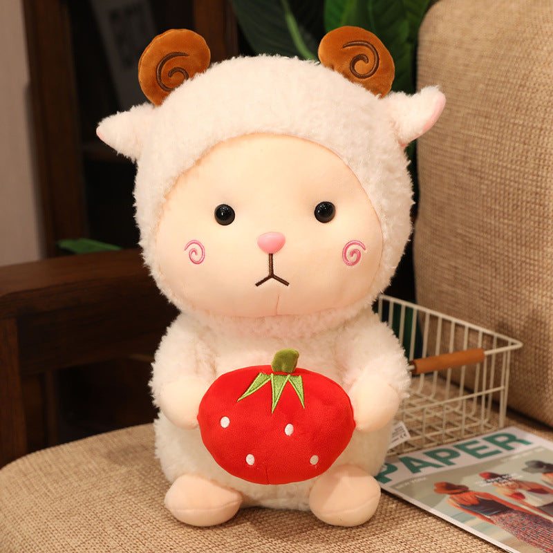 Little Sheep Plush Toy With Strawberry