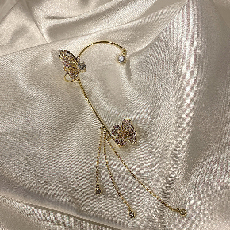 Butterfly Tassel Ear Clip Earrings
