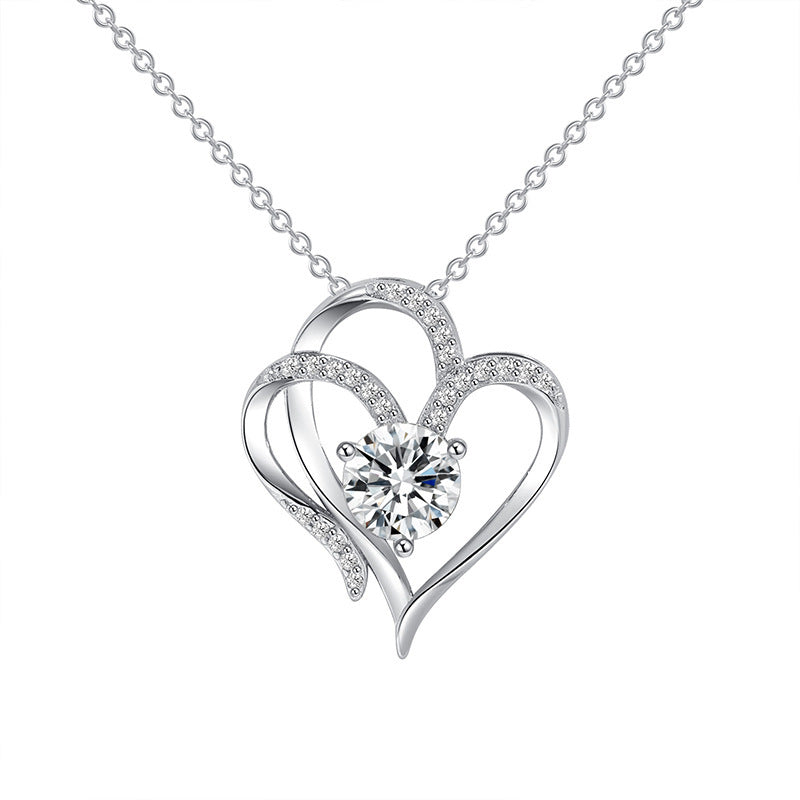 Zircon Double Heart Necklace Valentine's Jewellery