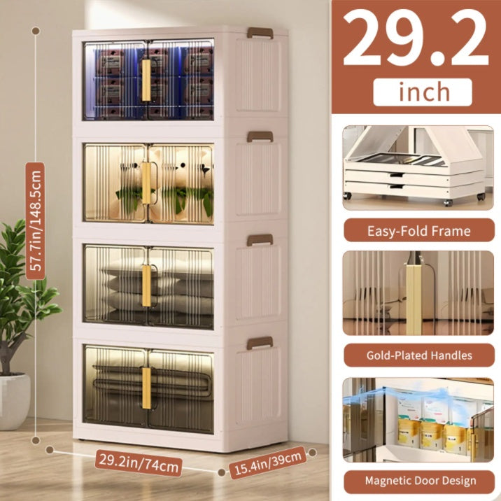 Folding Storage Box With Door Fold-able Storage Cabinet Box