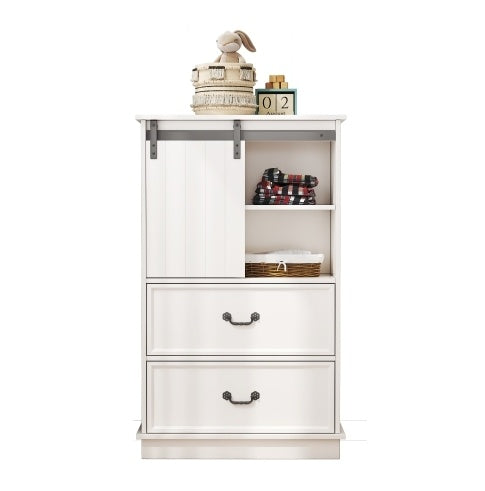 51'' Farmhouse Drawer Chest with Sliding Door & 5 Drawers