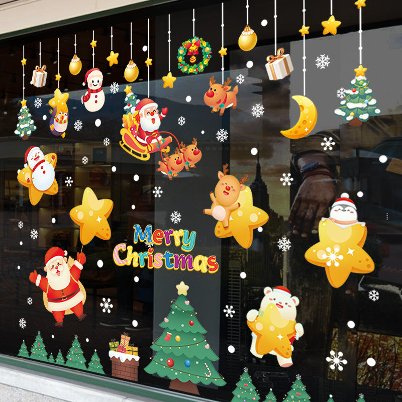 Christmas Decorations Static Sticker Santa Claus Window Sticker