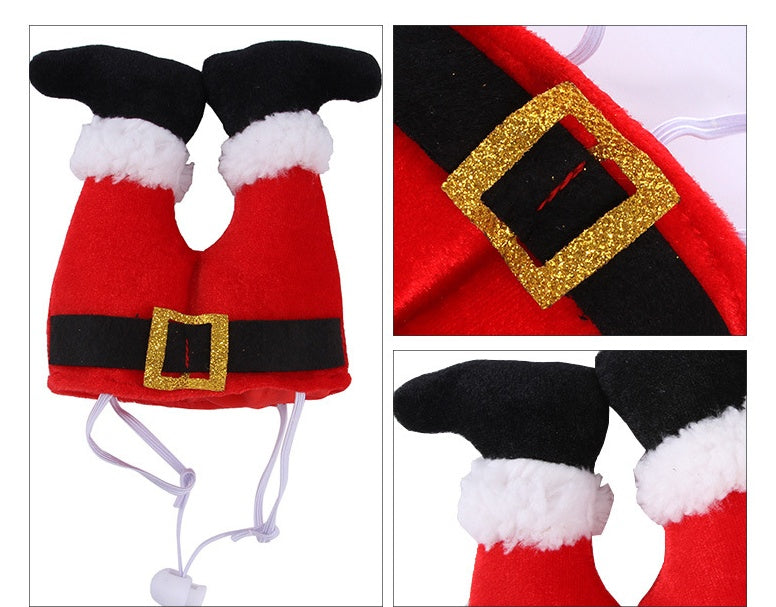Pet Christmas Fleece Hat – Festive Outfit for Small Dogs