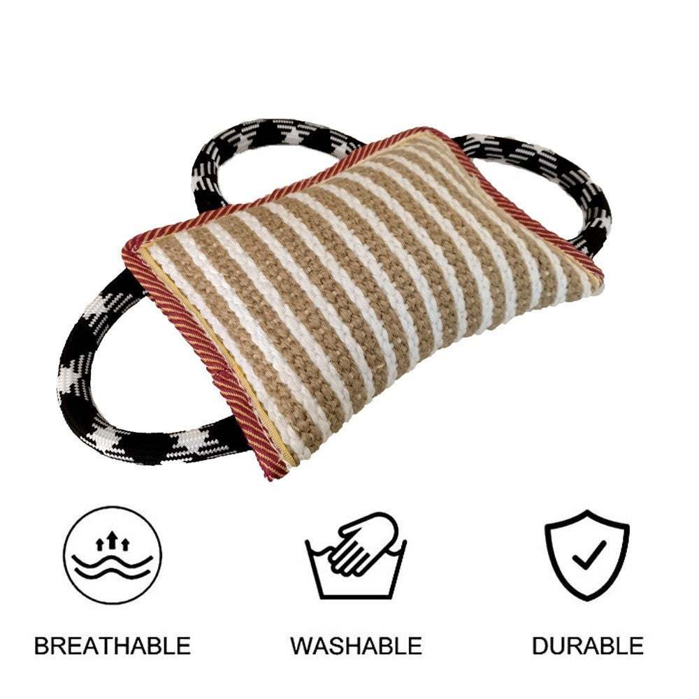 Dog Jute Bite Pillow With 3 Strong Handles