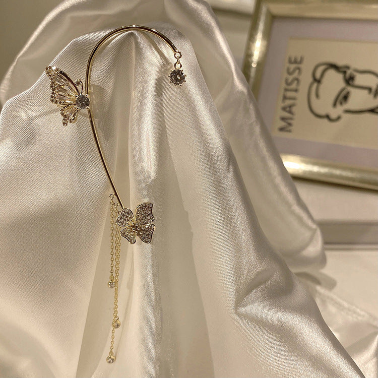 Butterfly Tassel Ear Clip Earrings