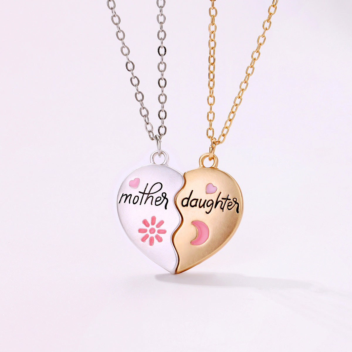 Mother-Daughter Magnetic Heart Necklace Set