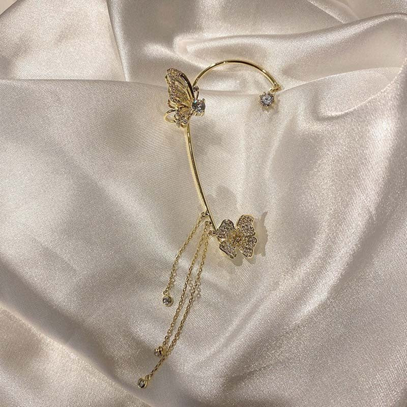 Butterfly Tassel Ear Clip Earrings