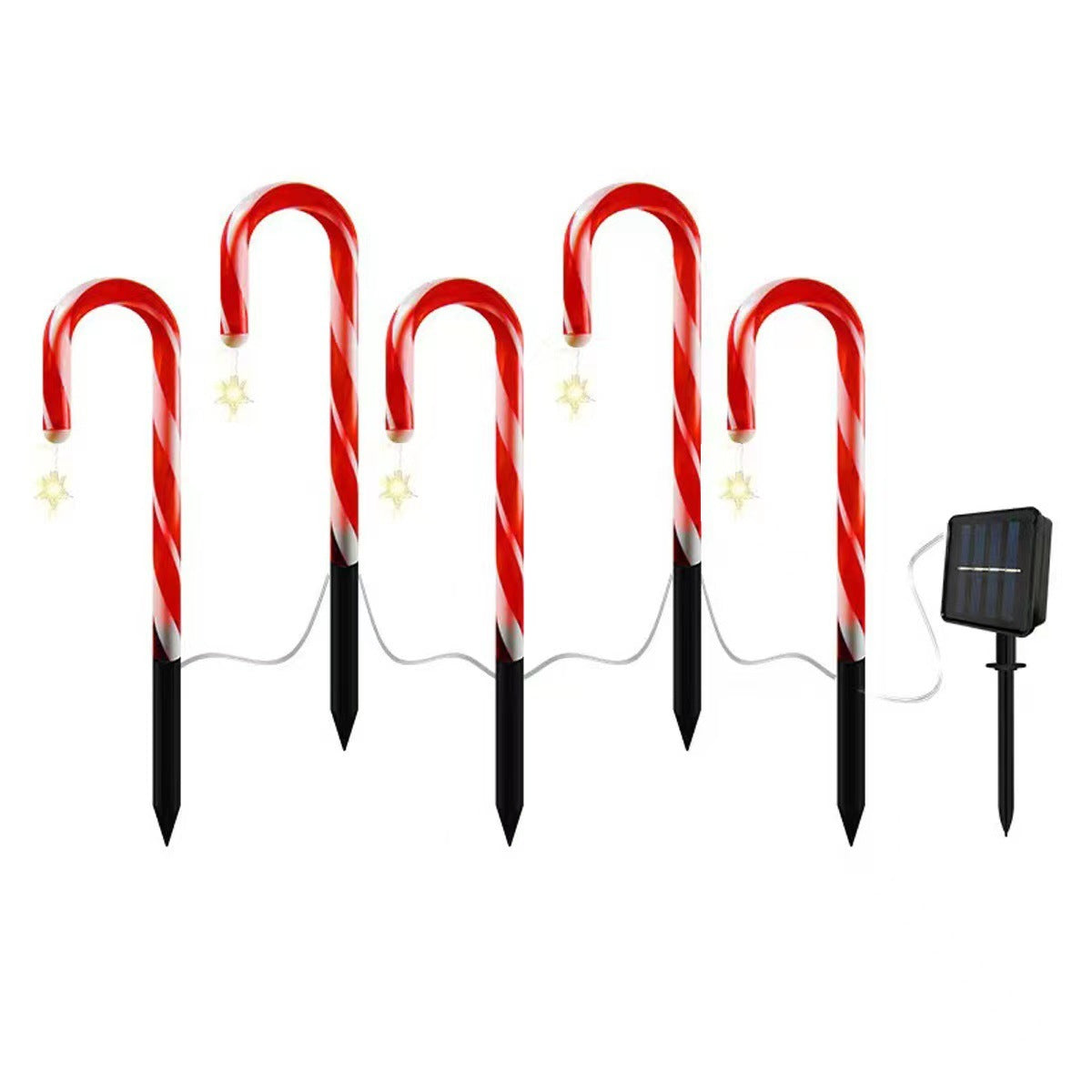 Solar Christmas Crutches Ground Plug Light Lamp