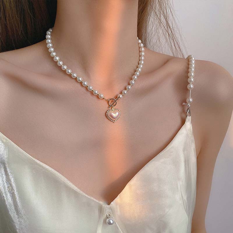 Super Fairy Temperament Pearl Love Necklace