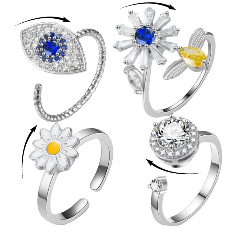 Turnable Fidget Spinner Flower Ring for Women