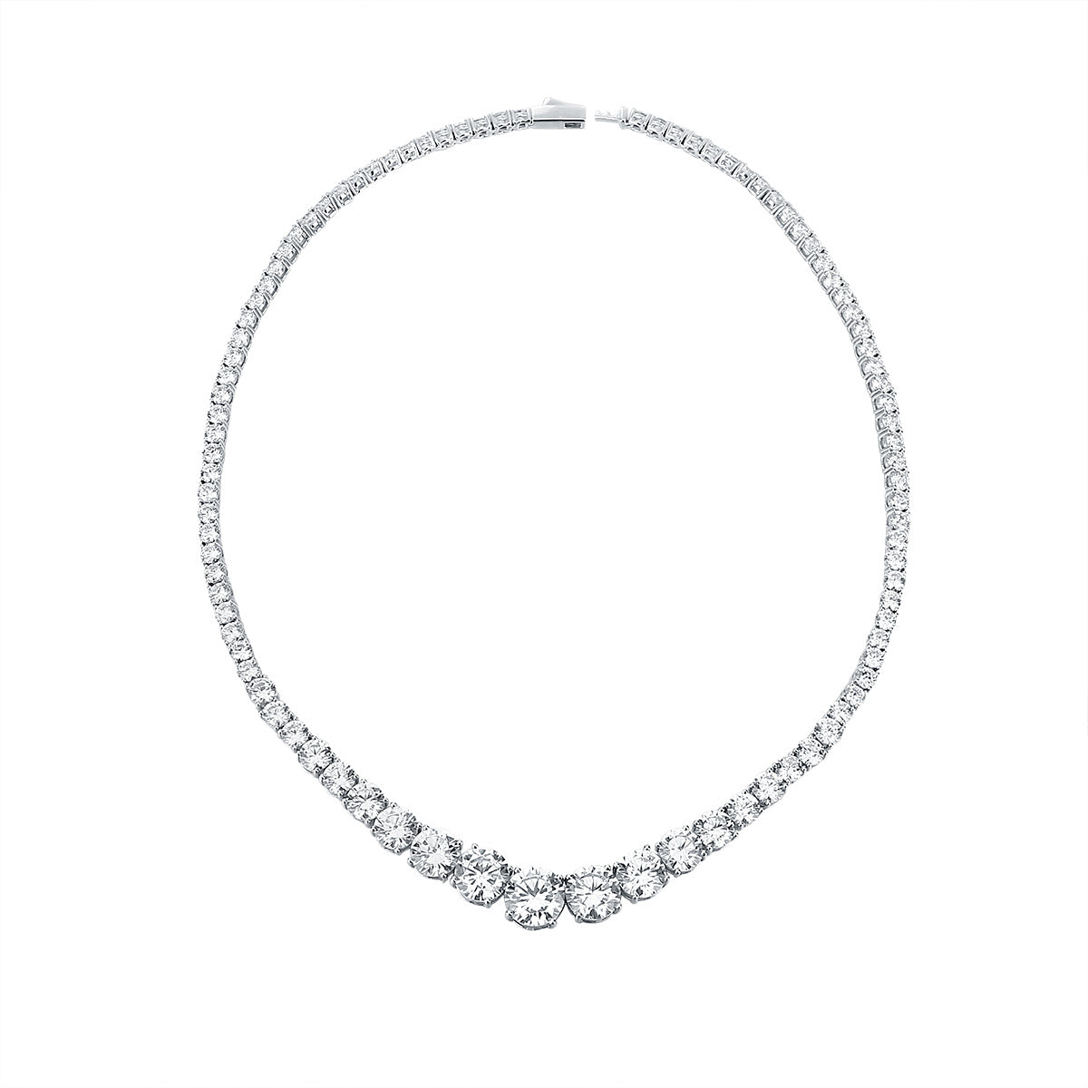 925 Sterling Silver Single Row Full Diamond Necklace