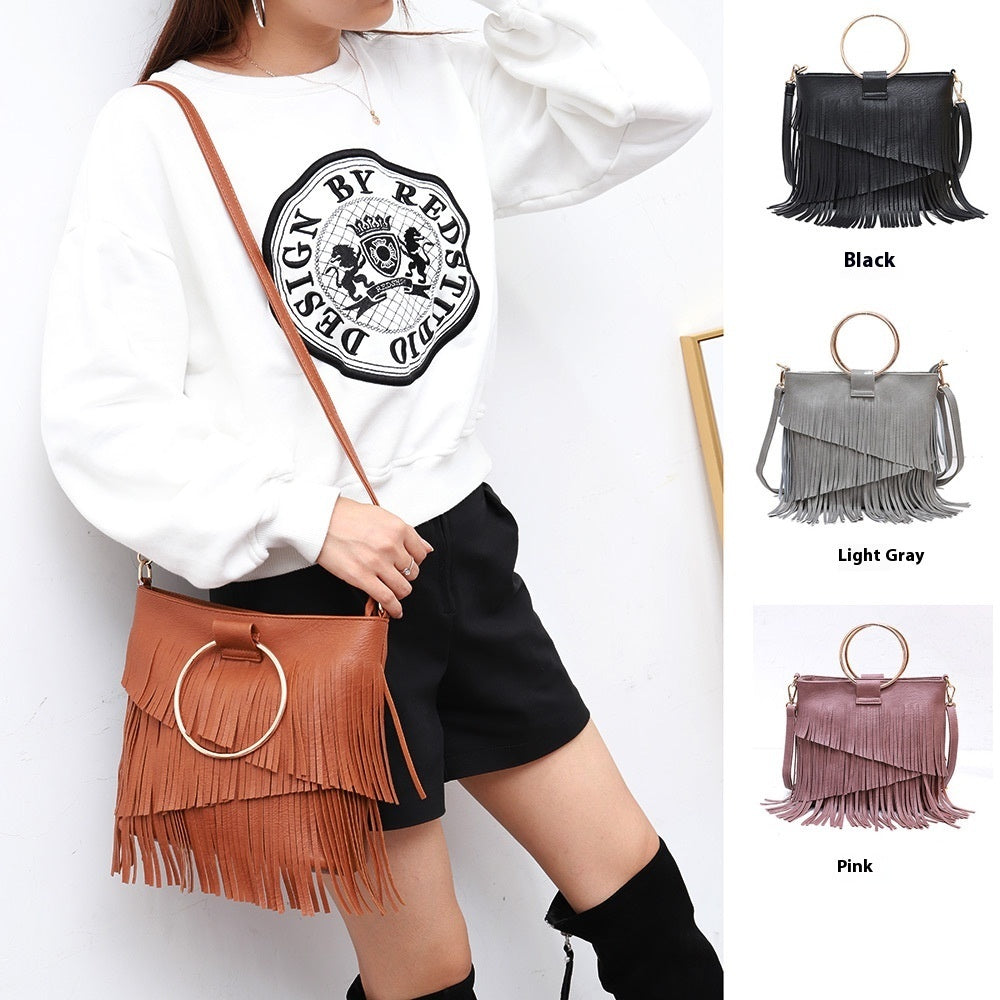 Irregular Tassel Fashion Bag - Portable Design