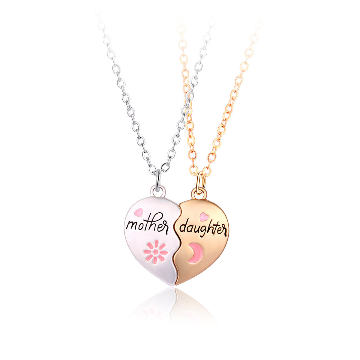 Mother-Daughter Magnetic Heart Necklace Set