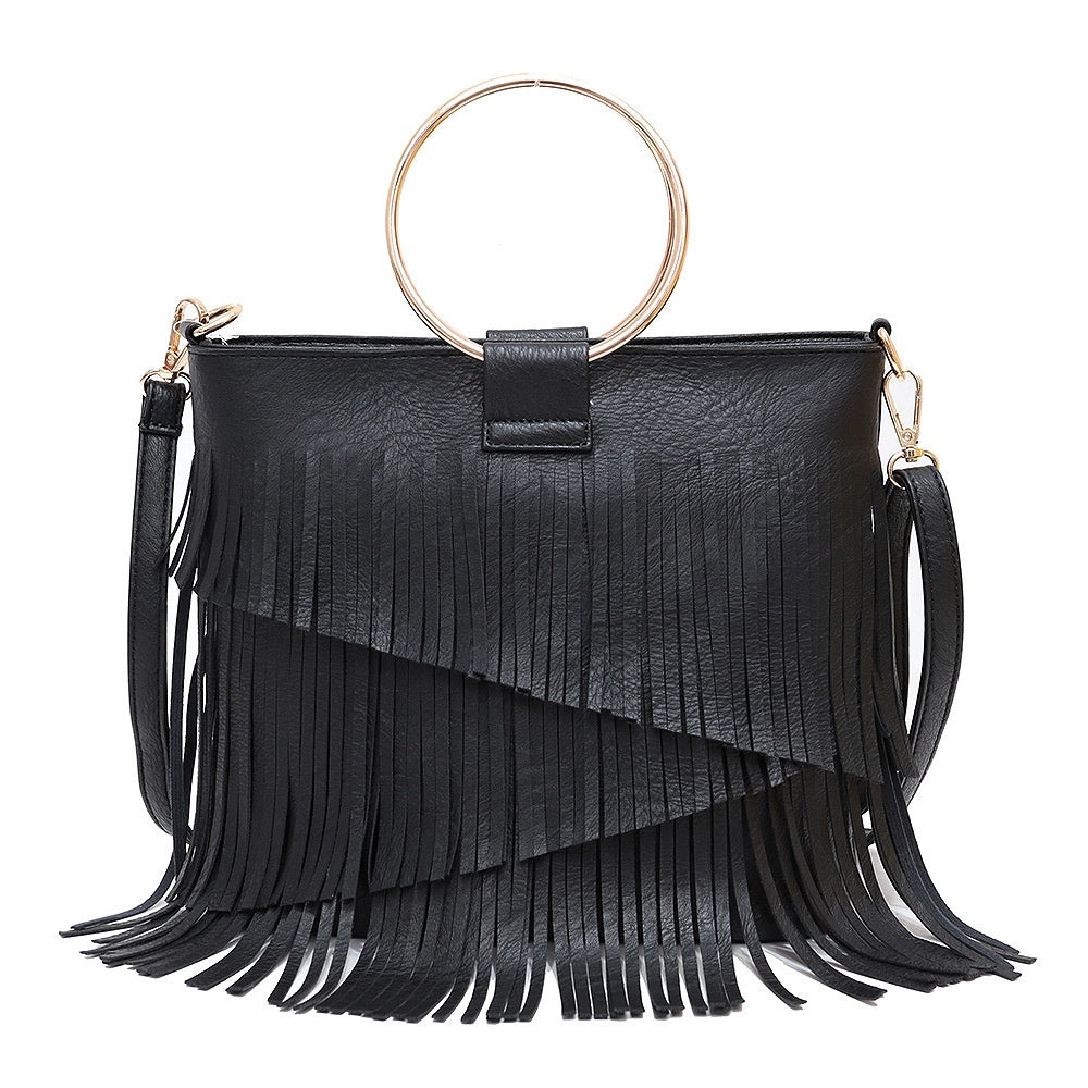 Irregular Tassel Fashion Bag - Portable Design