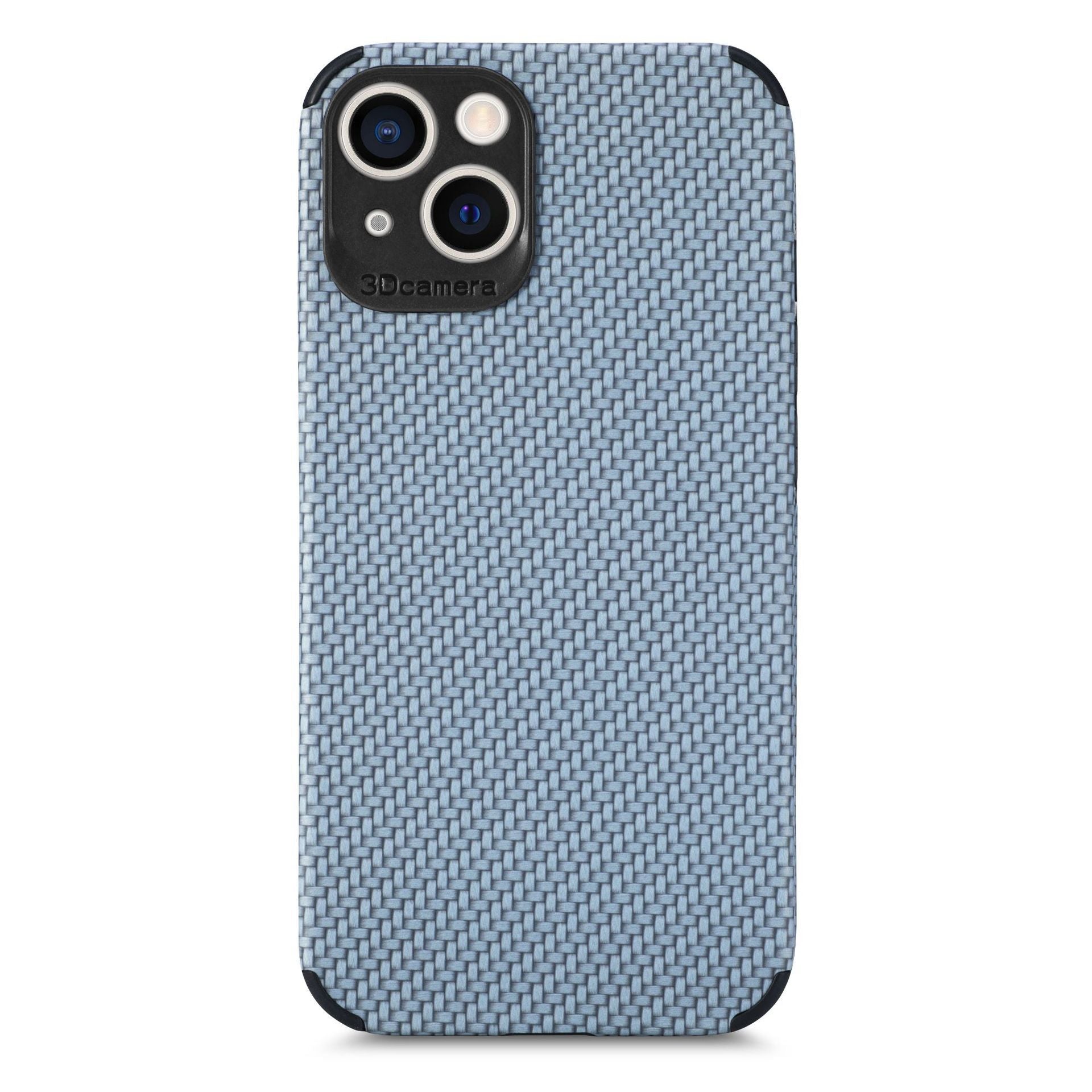 Simple Solid Color Mobile Phone Case With Carbon Fiber Pattern