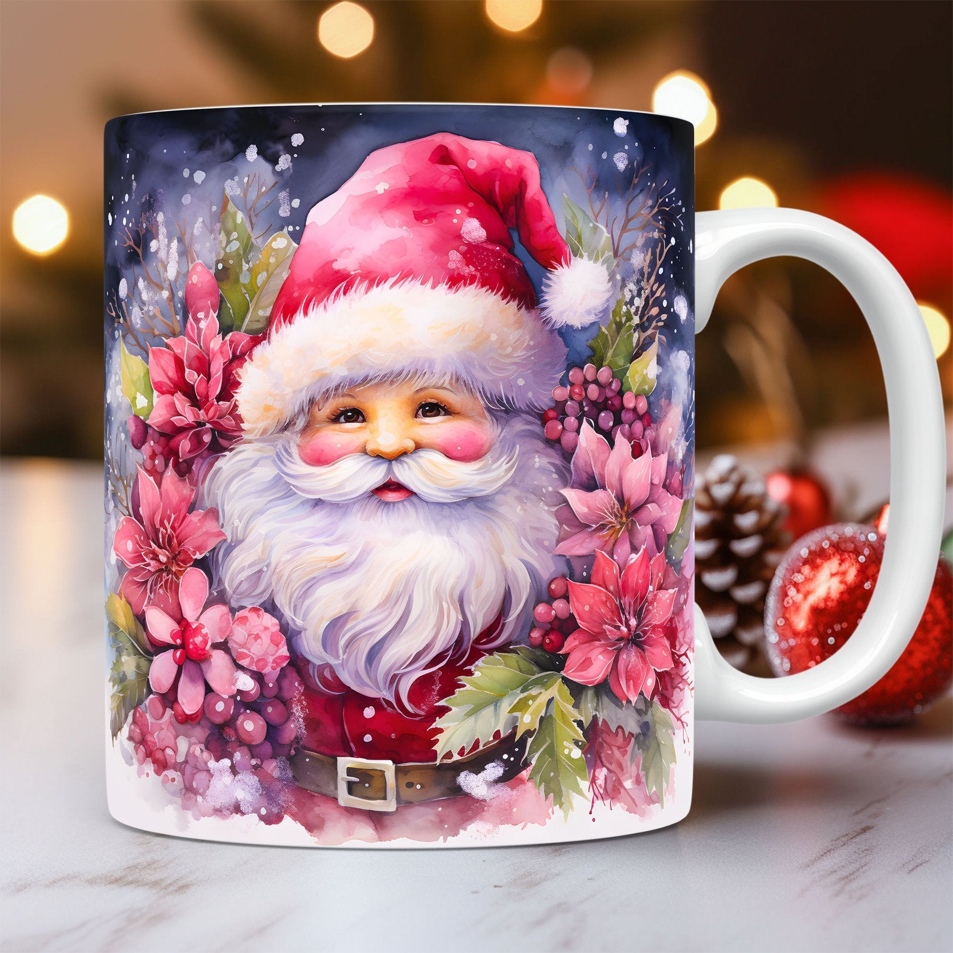 3D Christmas Ceramic Mug - Snowman & Santa Design