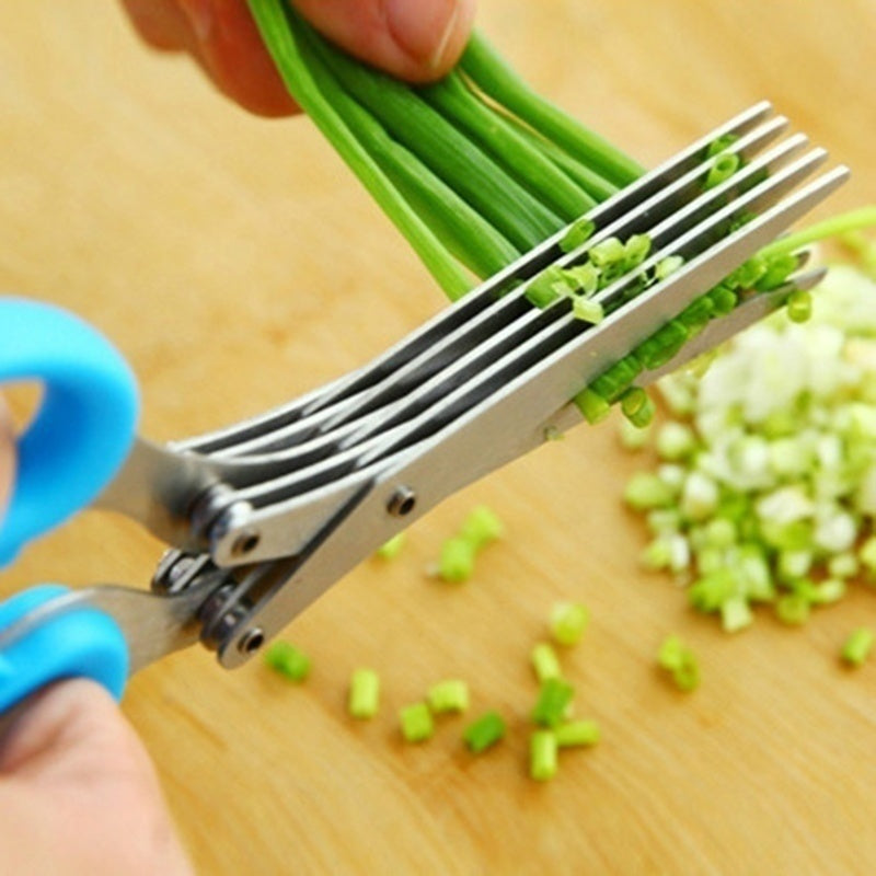 Multilayer Herb Scissors - Stainless Steel Kitchen Gadget