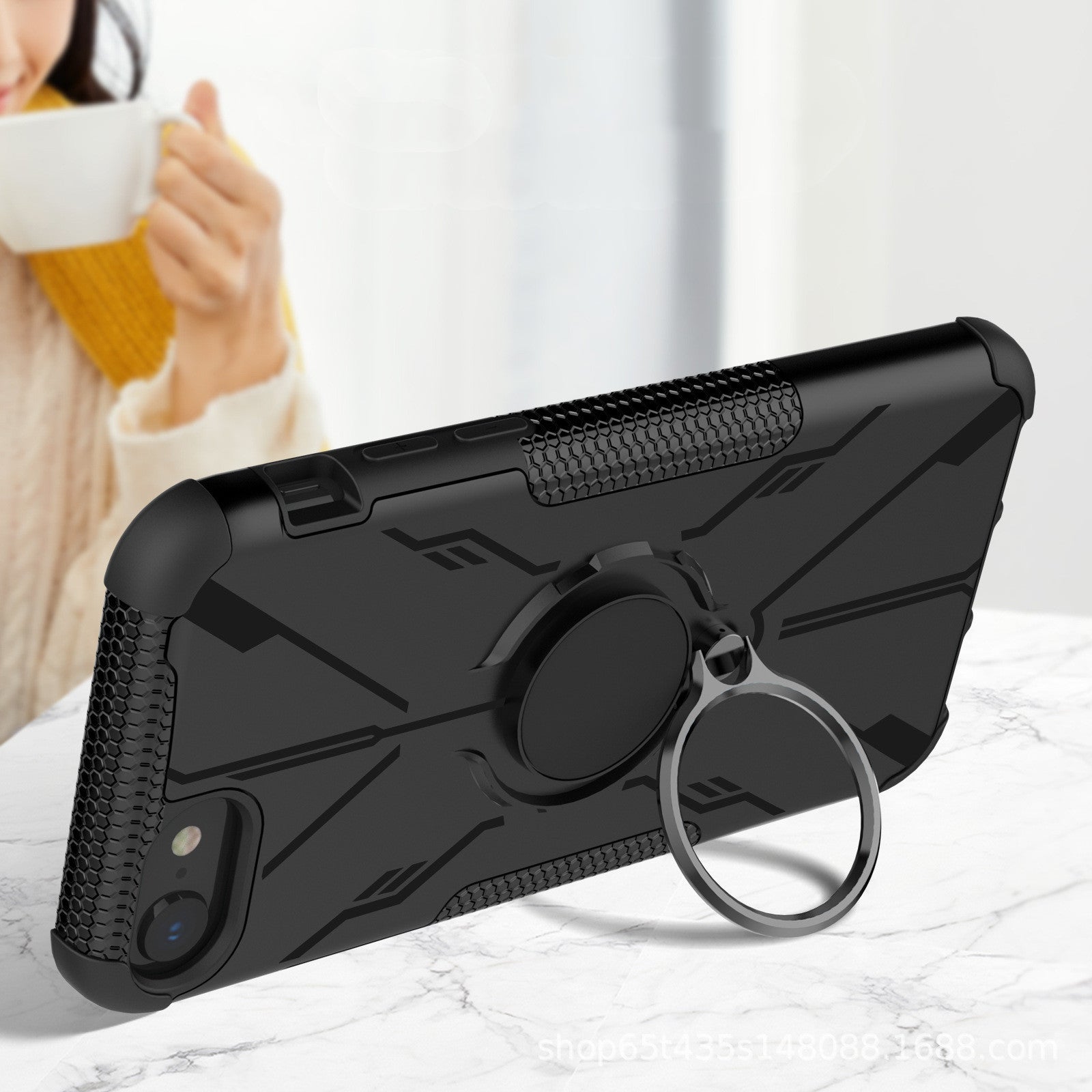 Protective Phone Case with Ring Bracket β Anti-Fall & Durable
