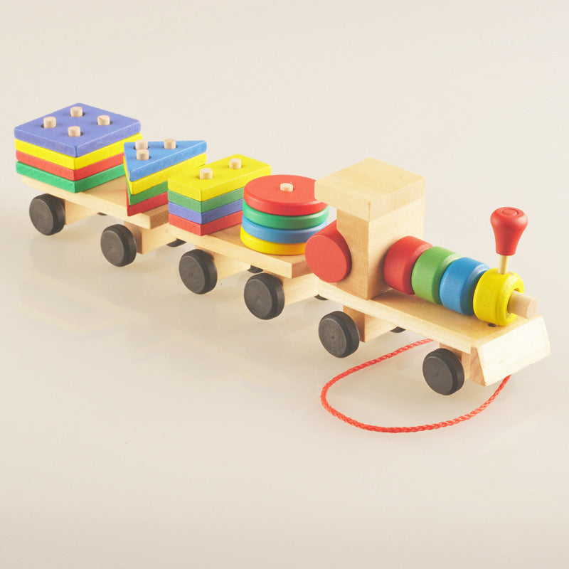 Wooden Train Tractor Toy – Educational Puzzle for Kids