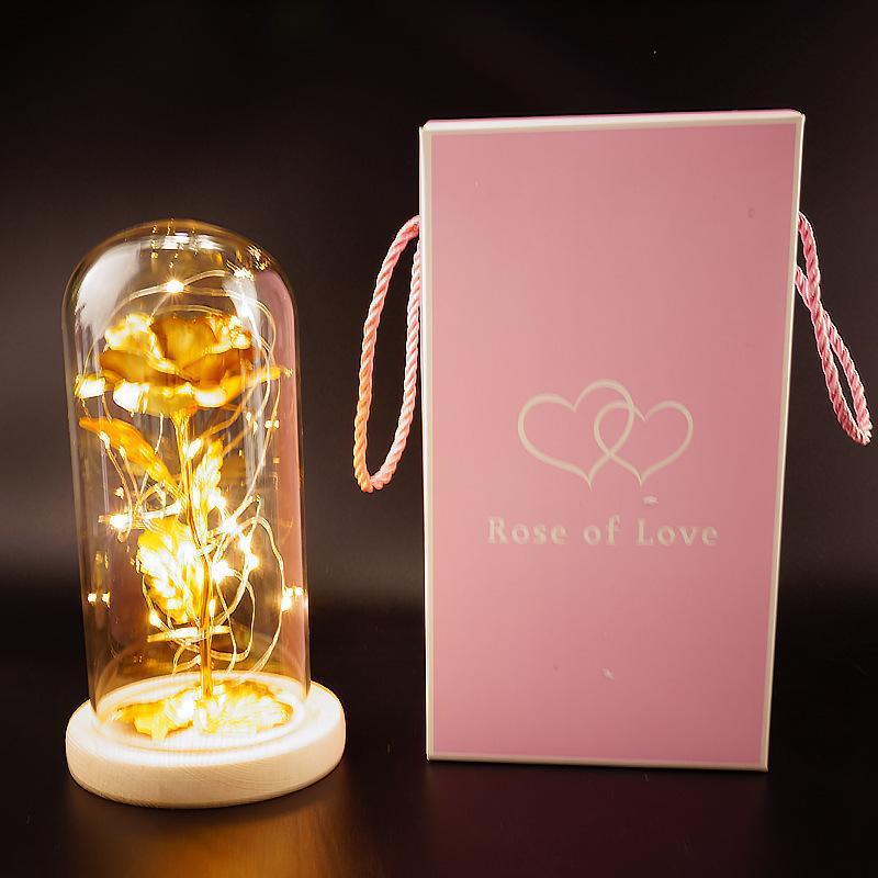 Enchanted Forever Rose Flower in Glass with LED Lights