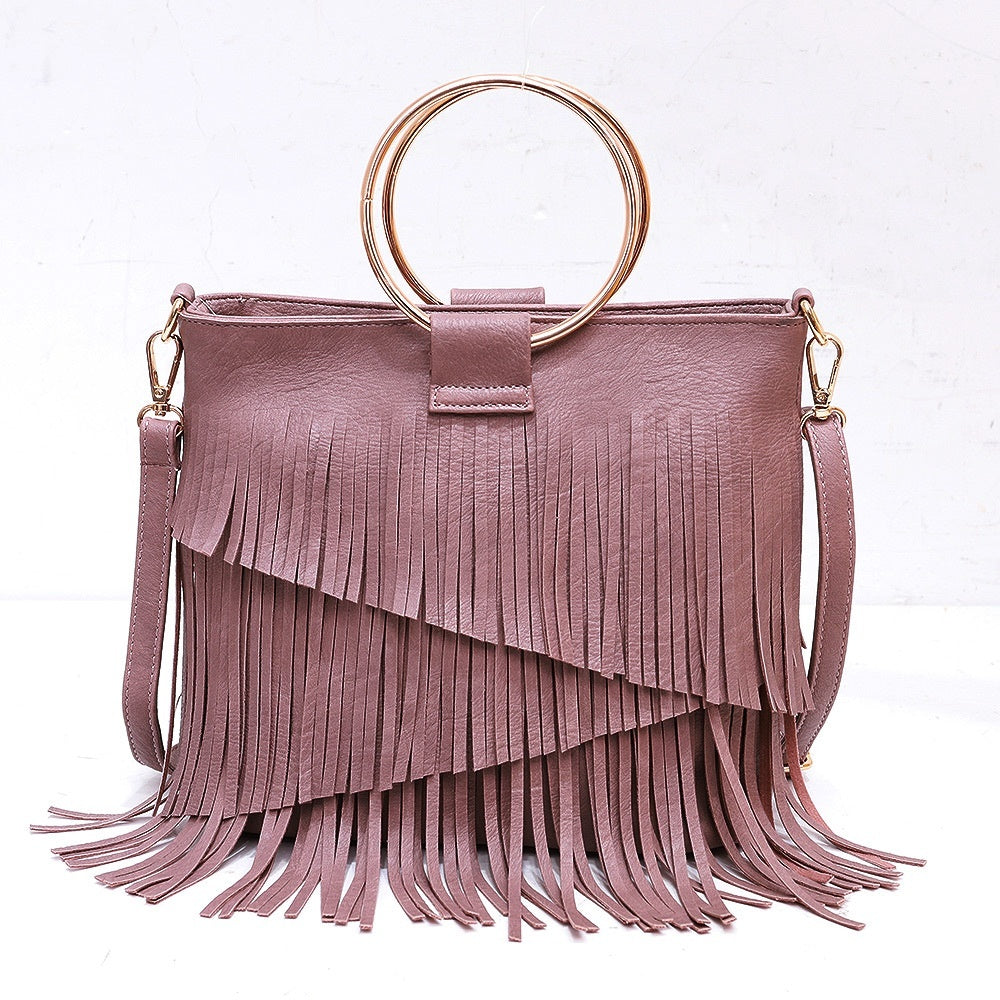 Irregular Tassel Fashion Bag - Portable Design