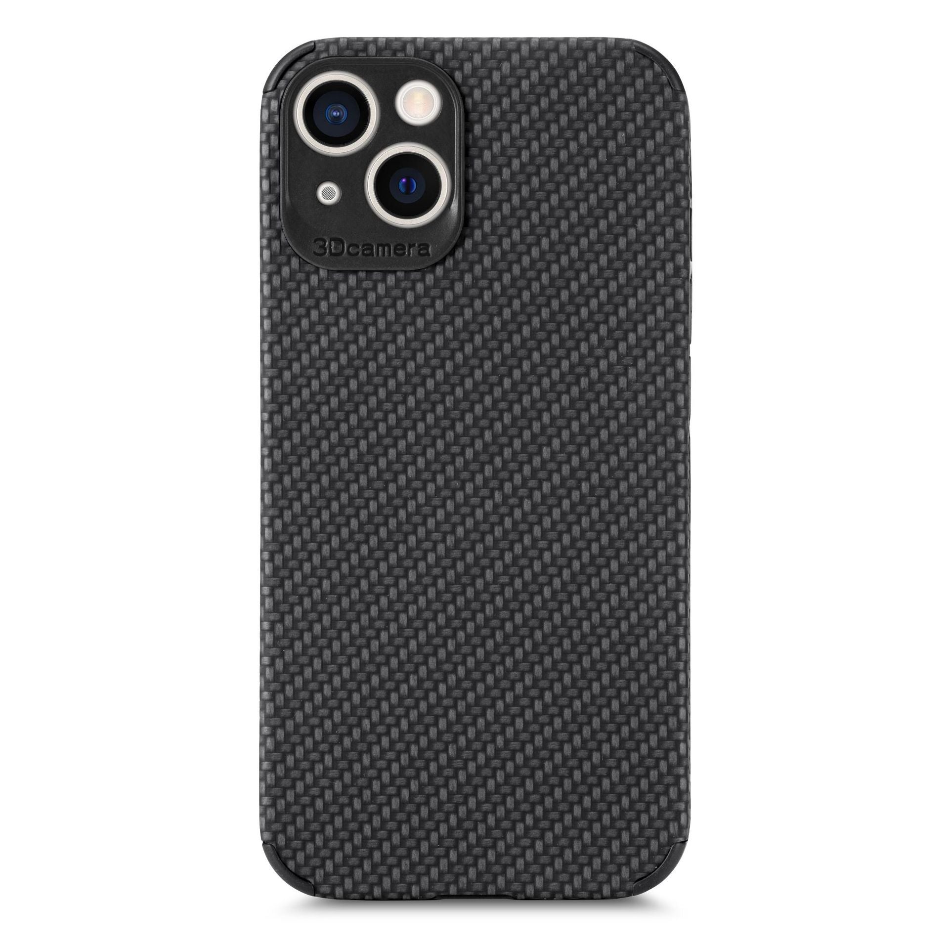 Simple Solid Color Mobile Phone Case With Carbon Fiber Pattern