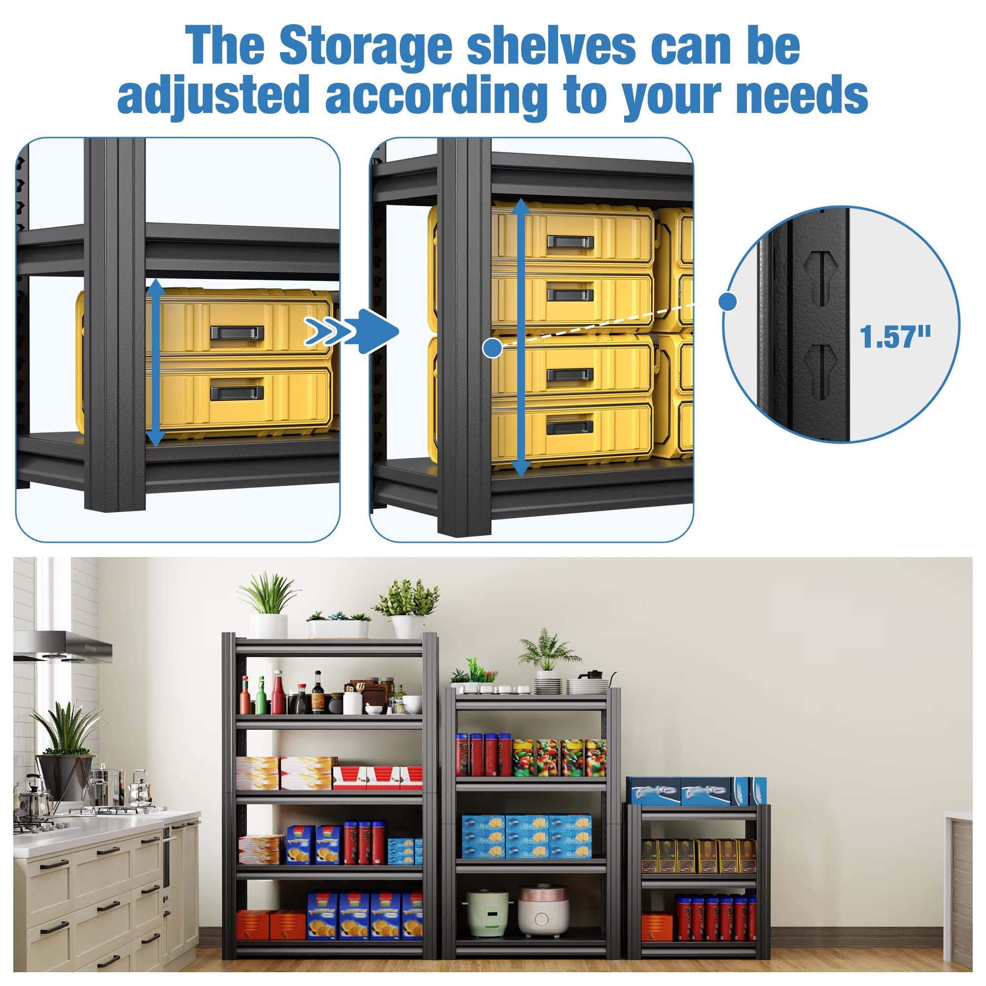 Heavy Duty Garage Shelving - 5 Tier Adjustable Metal Unit