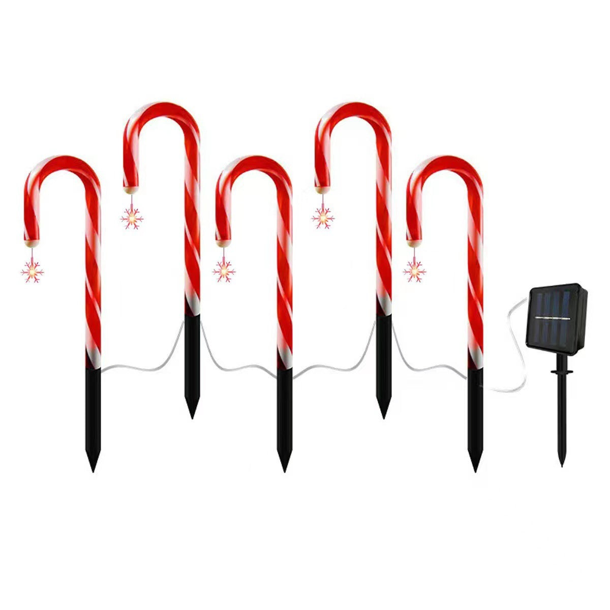 Solar Christmas Crutches Ground Plug Light Lamp