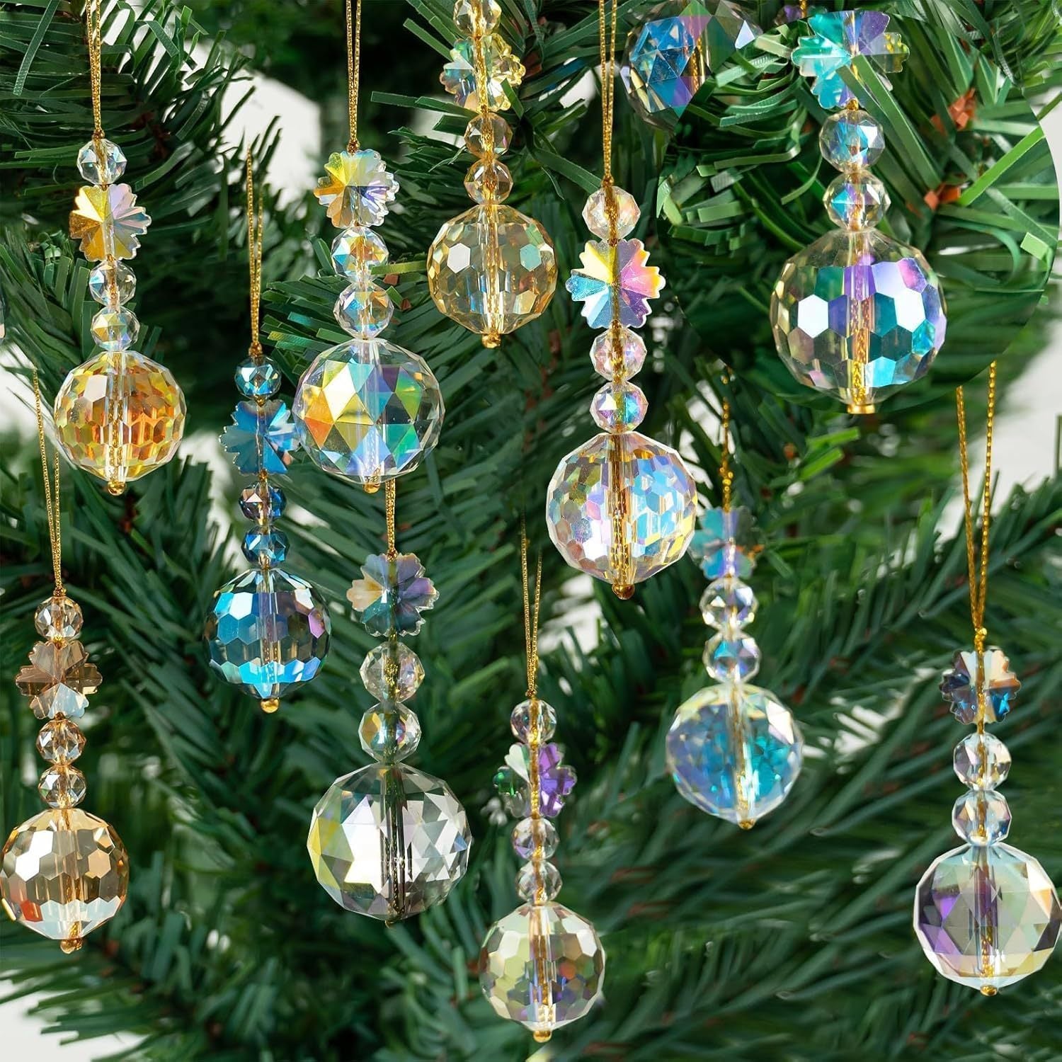 Christmas Crystal Prism Ball 12 Pieces Decorative Pendant