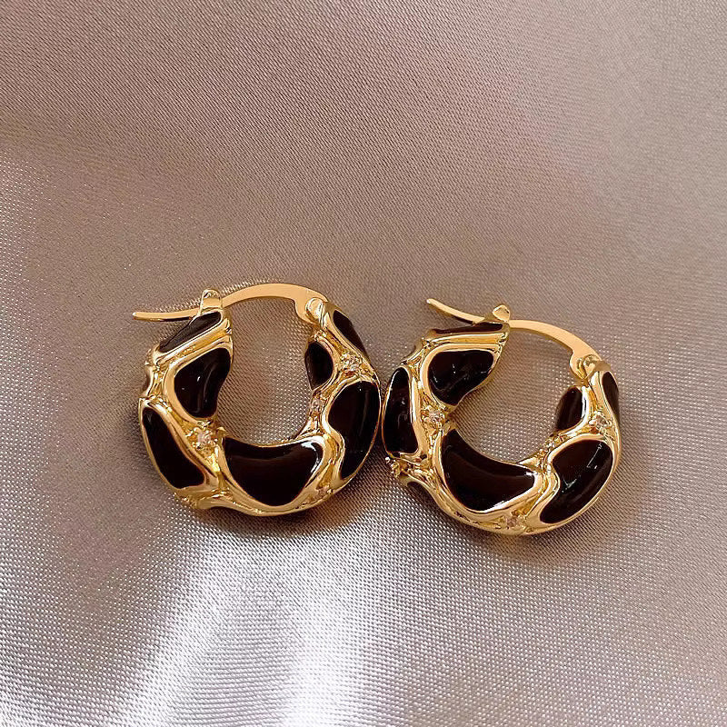 Trendy Enamel Color Metal Hoop Earrings