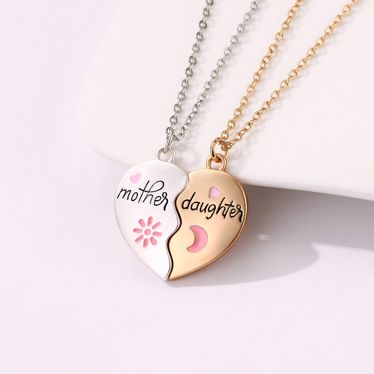 Mother-Daughter Magnetic Heart Necklace Set