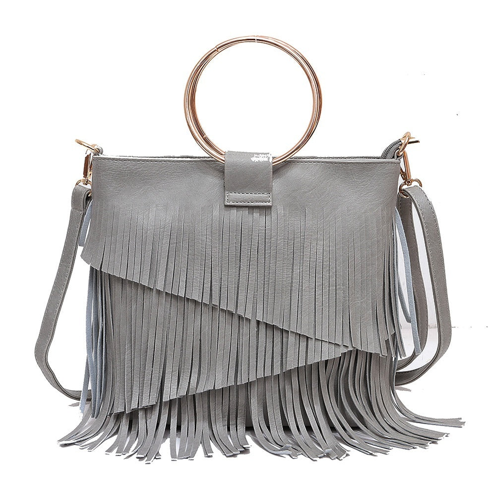 Irregular Tassel Fashion Bag - Portable Design